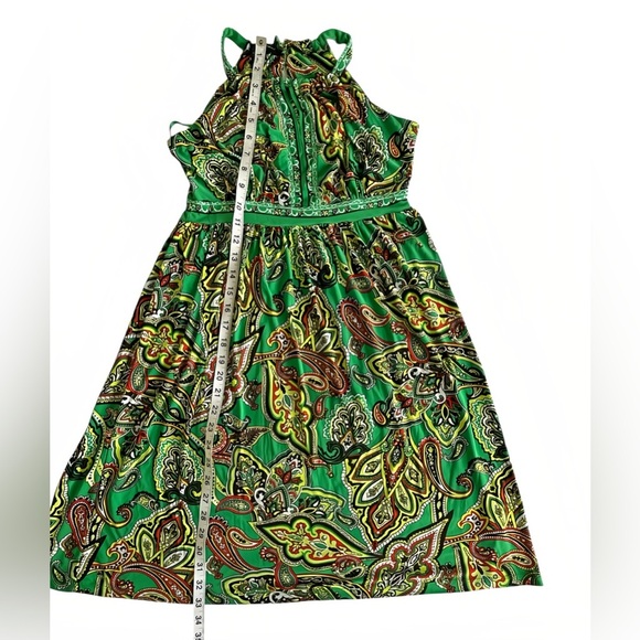 INC International Concepts Dress  S Green Orange Paisley Sequin Sparkle A-Line - Picture 8 of 8